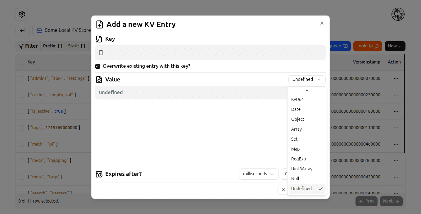 Add Kv Entry form screenshot (light)