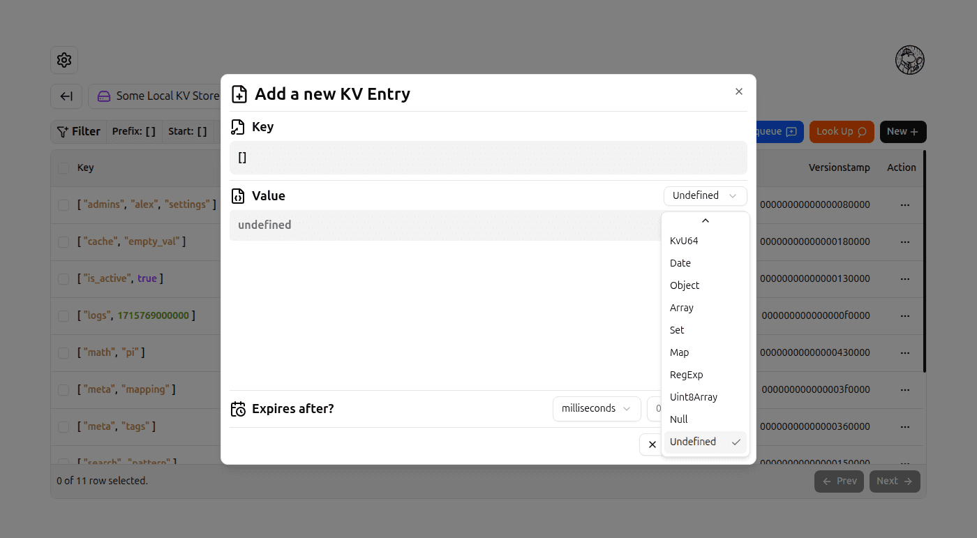 Add Kv Entry form screenshot (light)