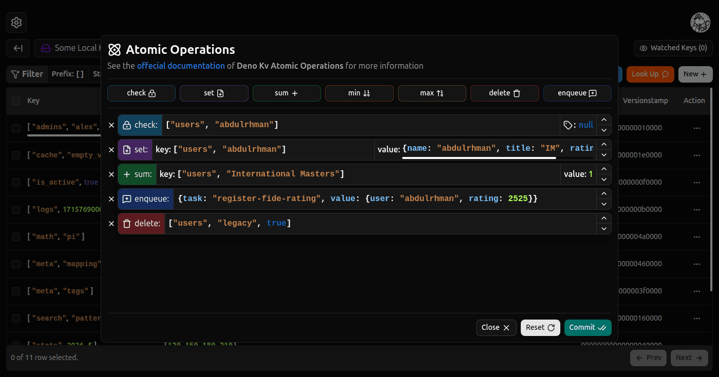 Atomic Operations Dialog screenshot (dark)