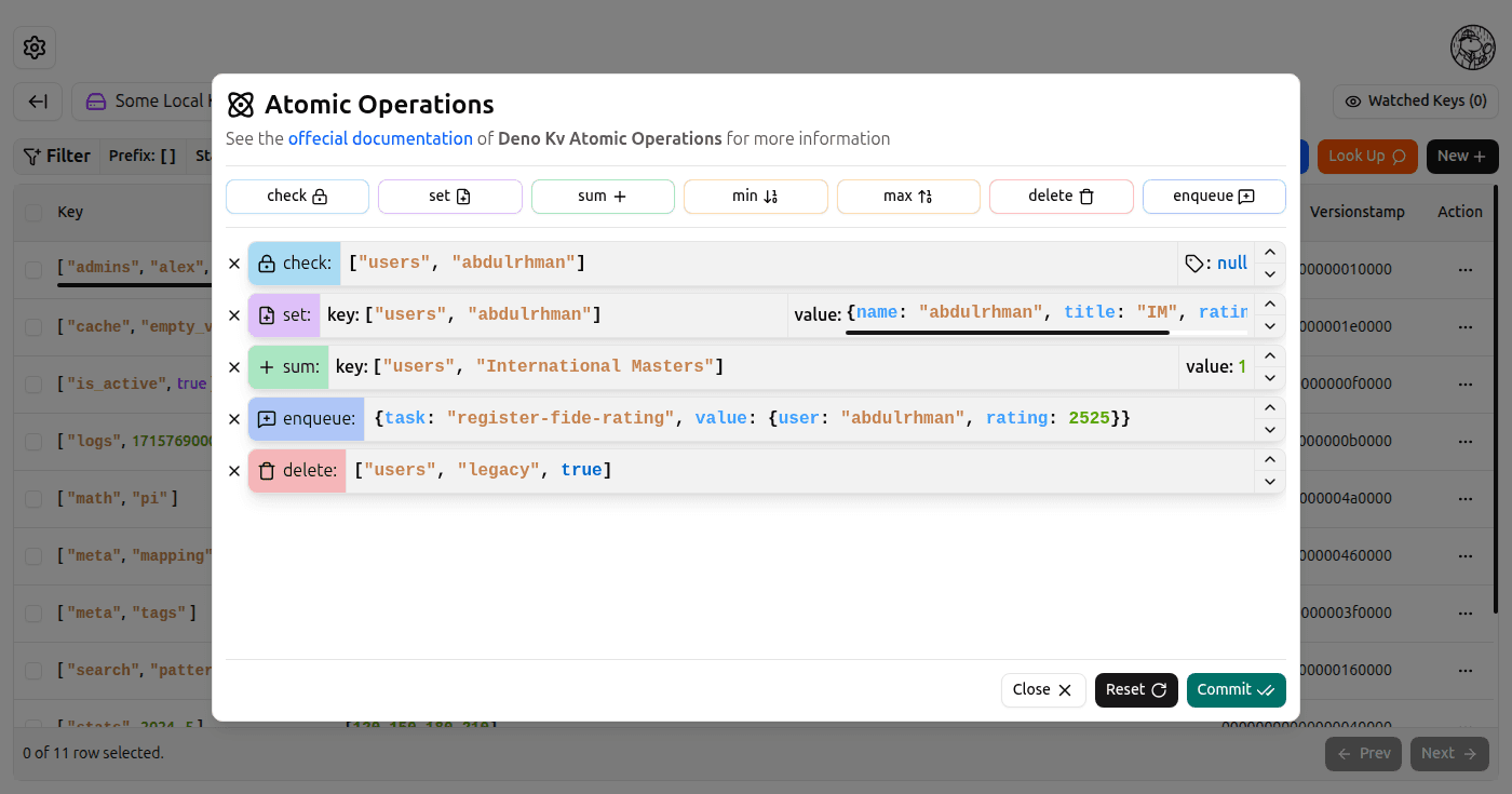 Atomic Operations Dialog screenshot (light)