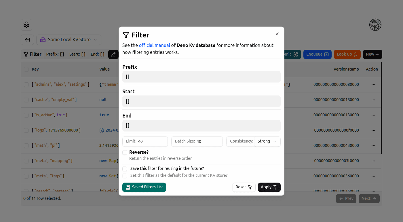 Browsing Params Dialog screenshot (light)
