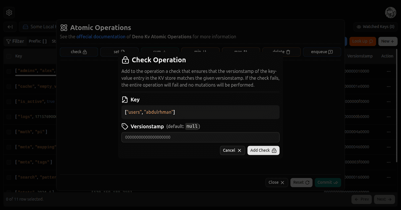 Check Atomic Operation screenshot (dark)