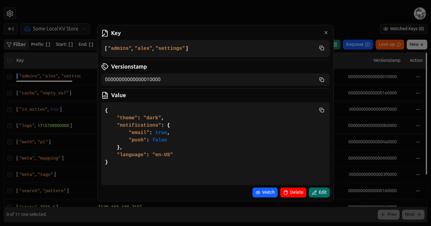 Display Kv Entry form screenshot (dark)