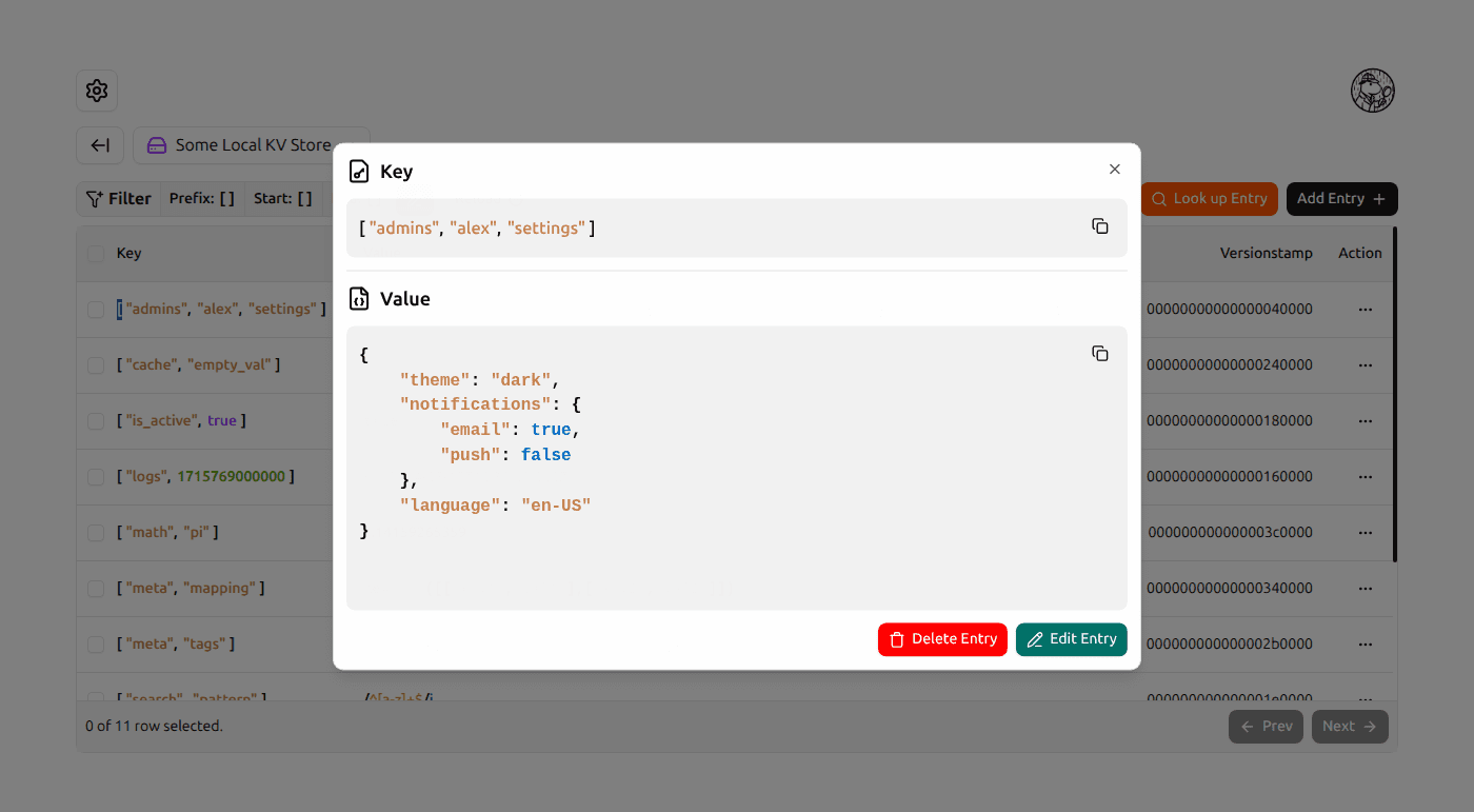 Display Kv Entry form screenshot (light)