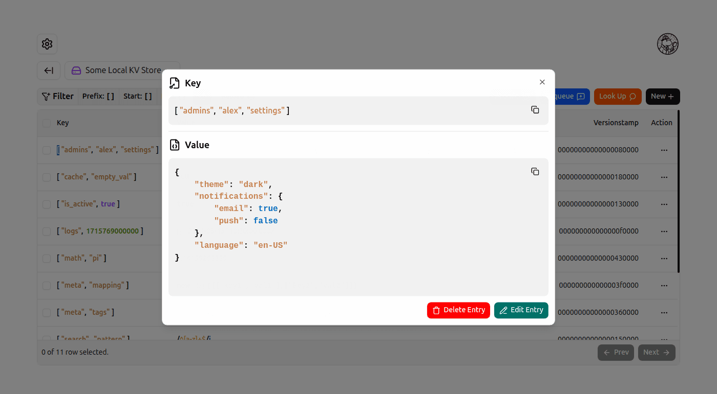 Display Kv Entry form screenshot (light)