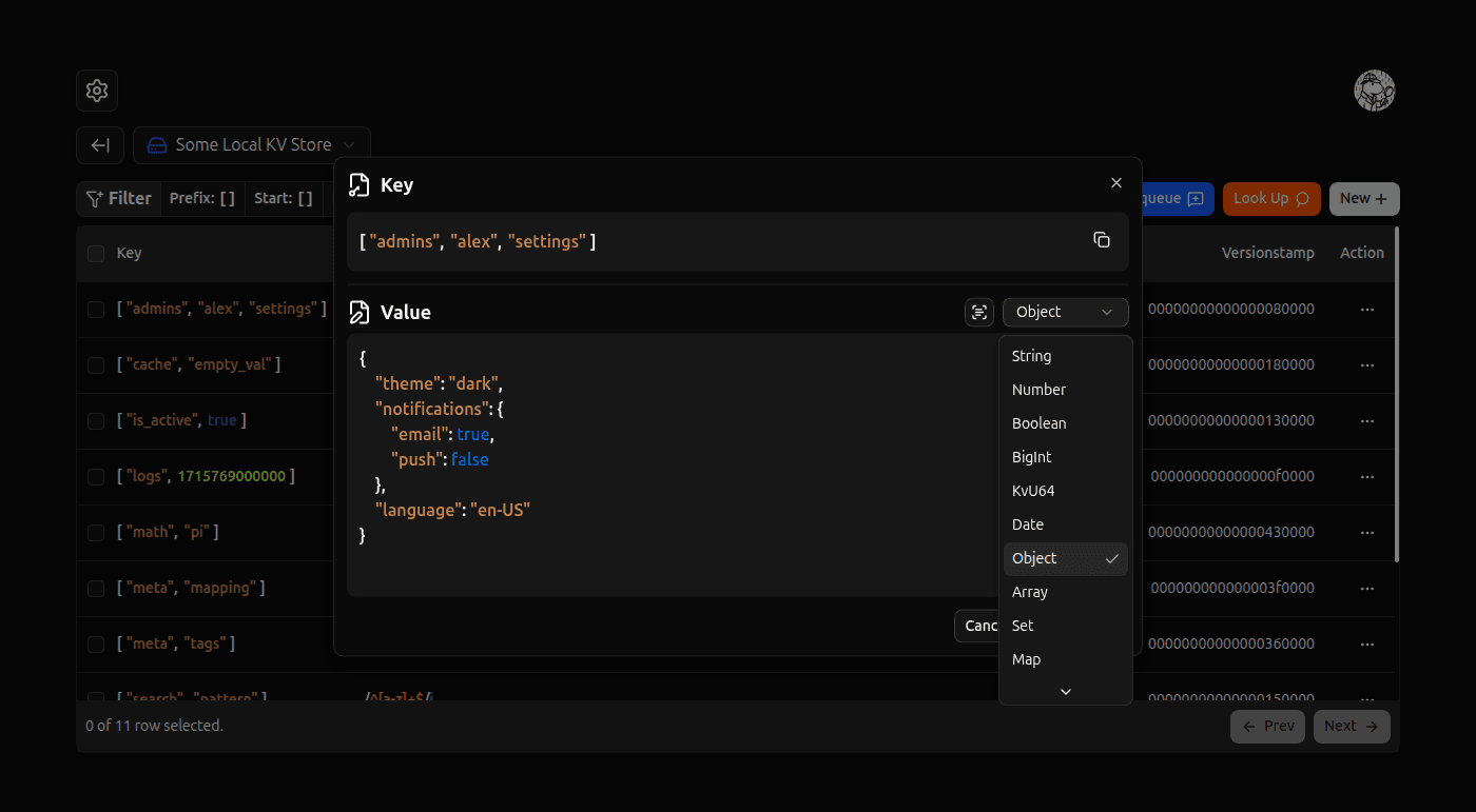 Edit Kv Entry form screenshot (dark)