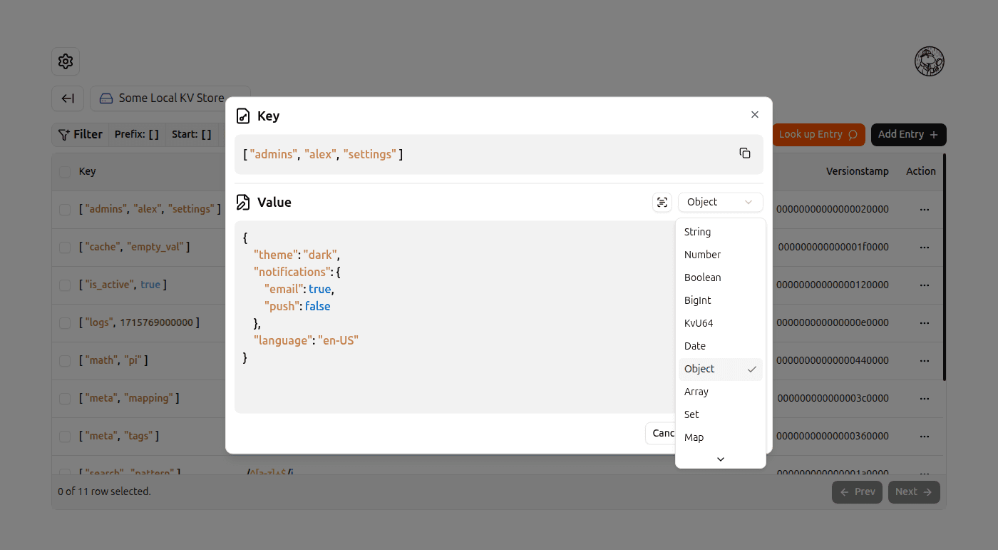 Edit Kv Entry form screenshot (light)