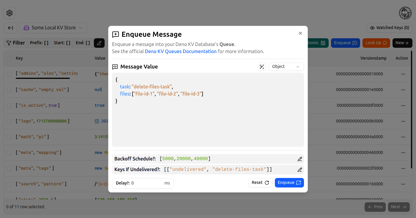 Enqueue Message Dialog screenshot (light)