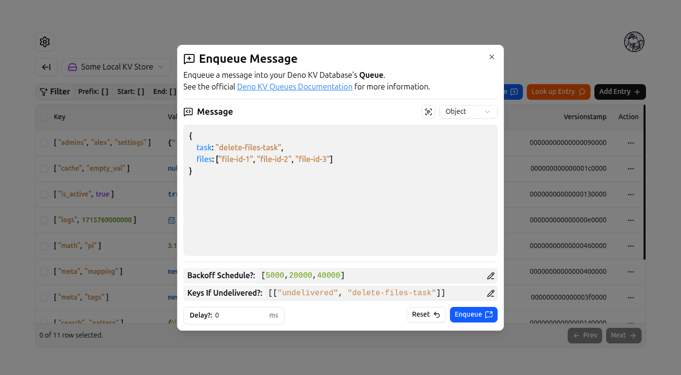 Enqueue Message Dialog screenshot (light)