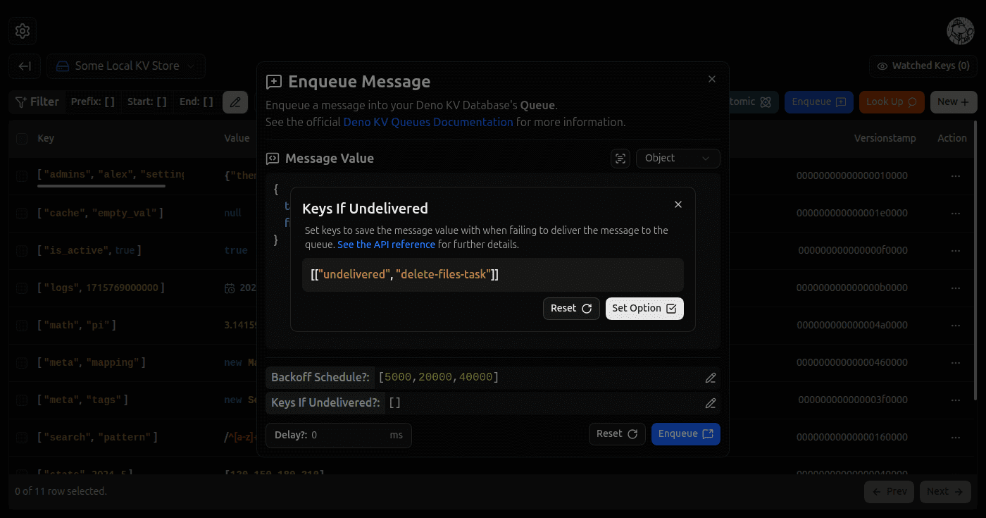 Enqueue Message Keys If Undelivered Option screenshot (dark)
