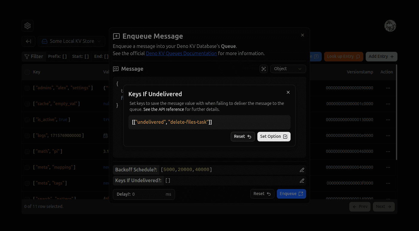 Enqueue Message Keys If Undelivered Option screenshot (dark)