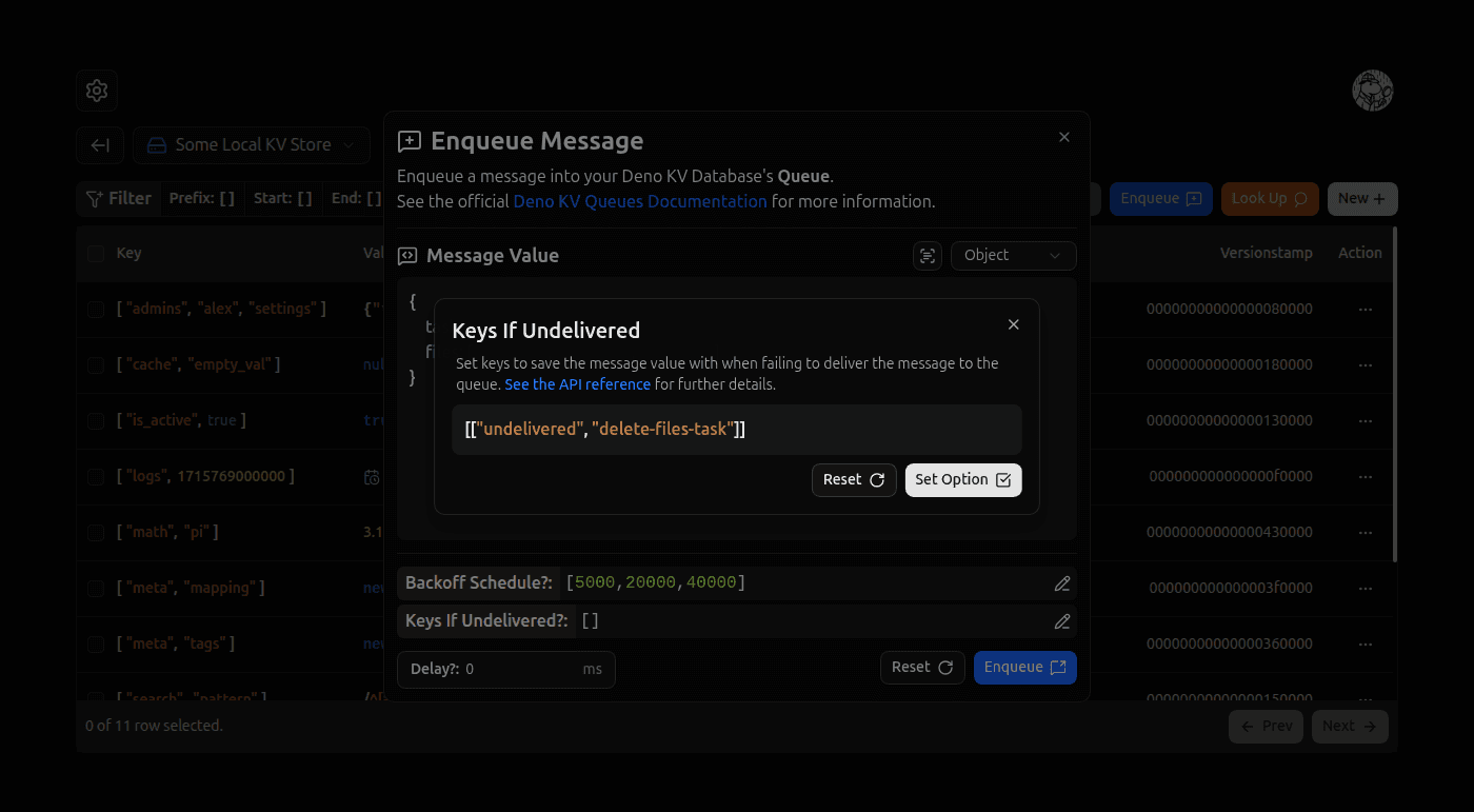 Enqueue Message Keys If Undelivered Option screenshot (dark)