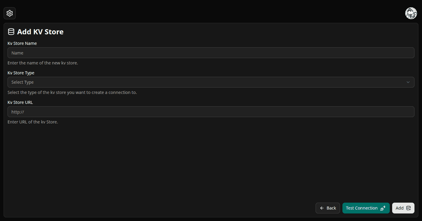 KV Store Form screenshot (dark)