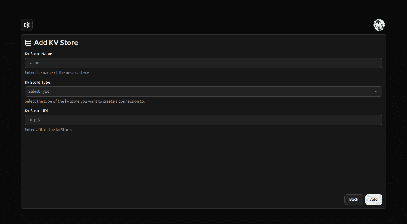 KV Store Form screenshot (dark)