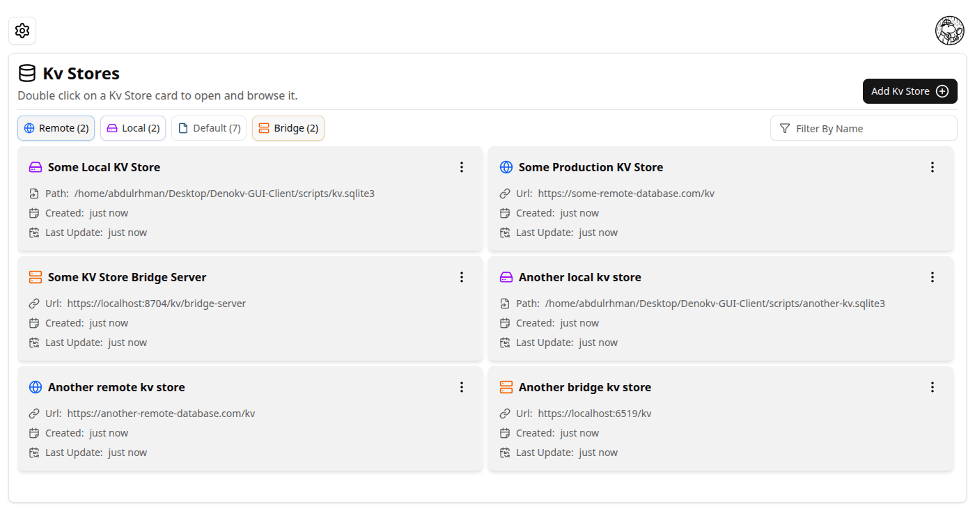 KV Stores Grid screenshot (light)
