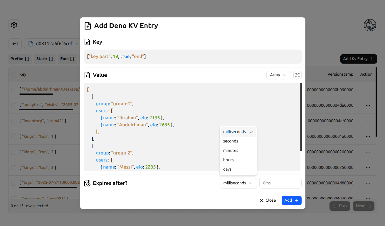 A CRUD operation screenshot