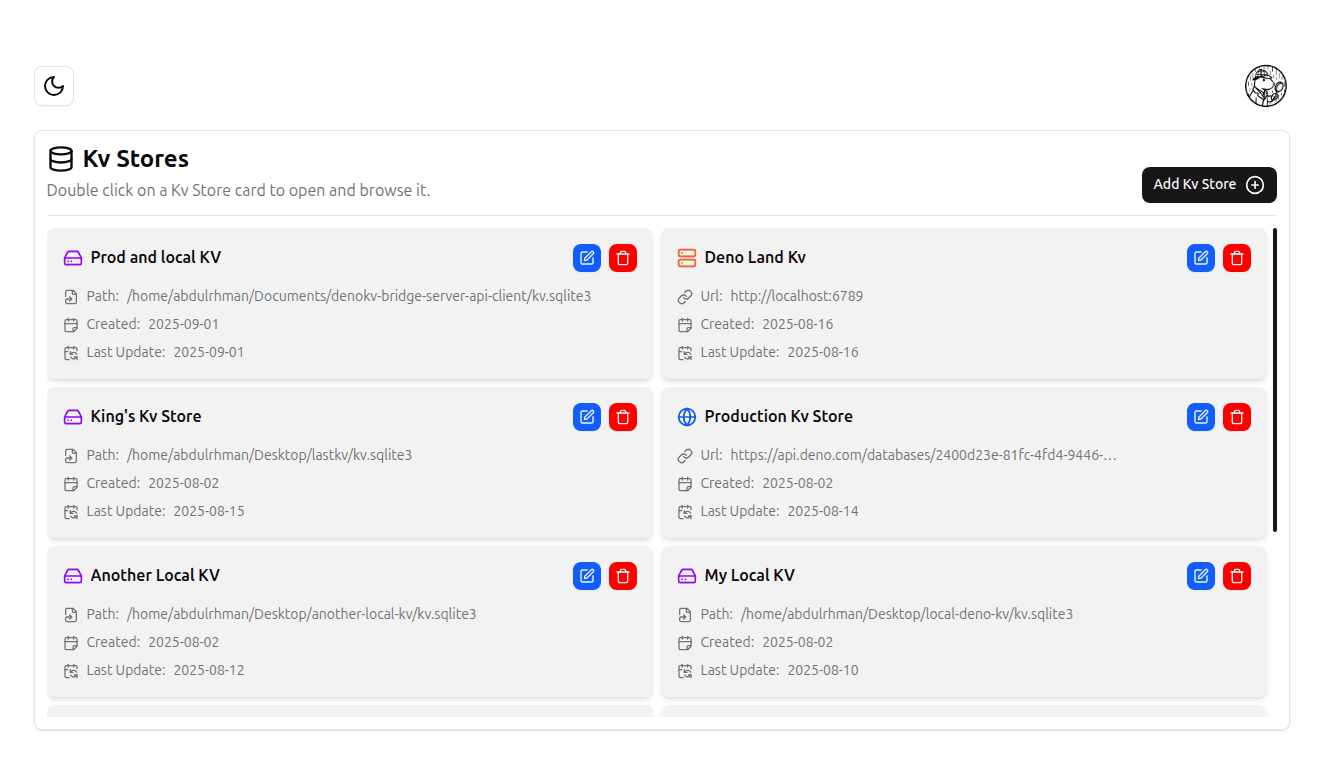 KV Stores list screenshot