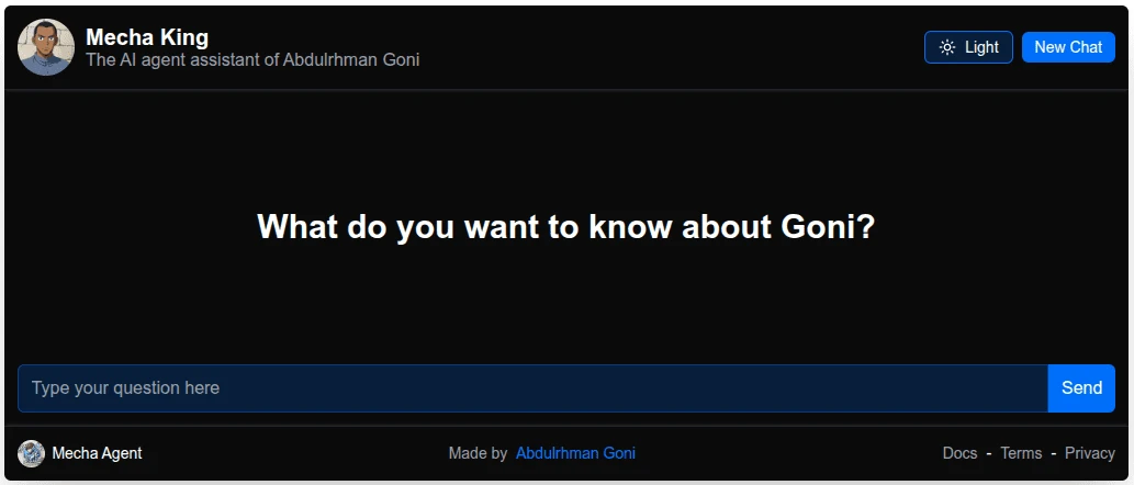 Mecha Agent Inference Client dark theme